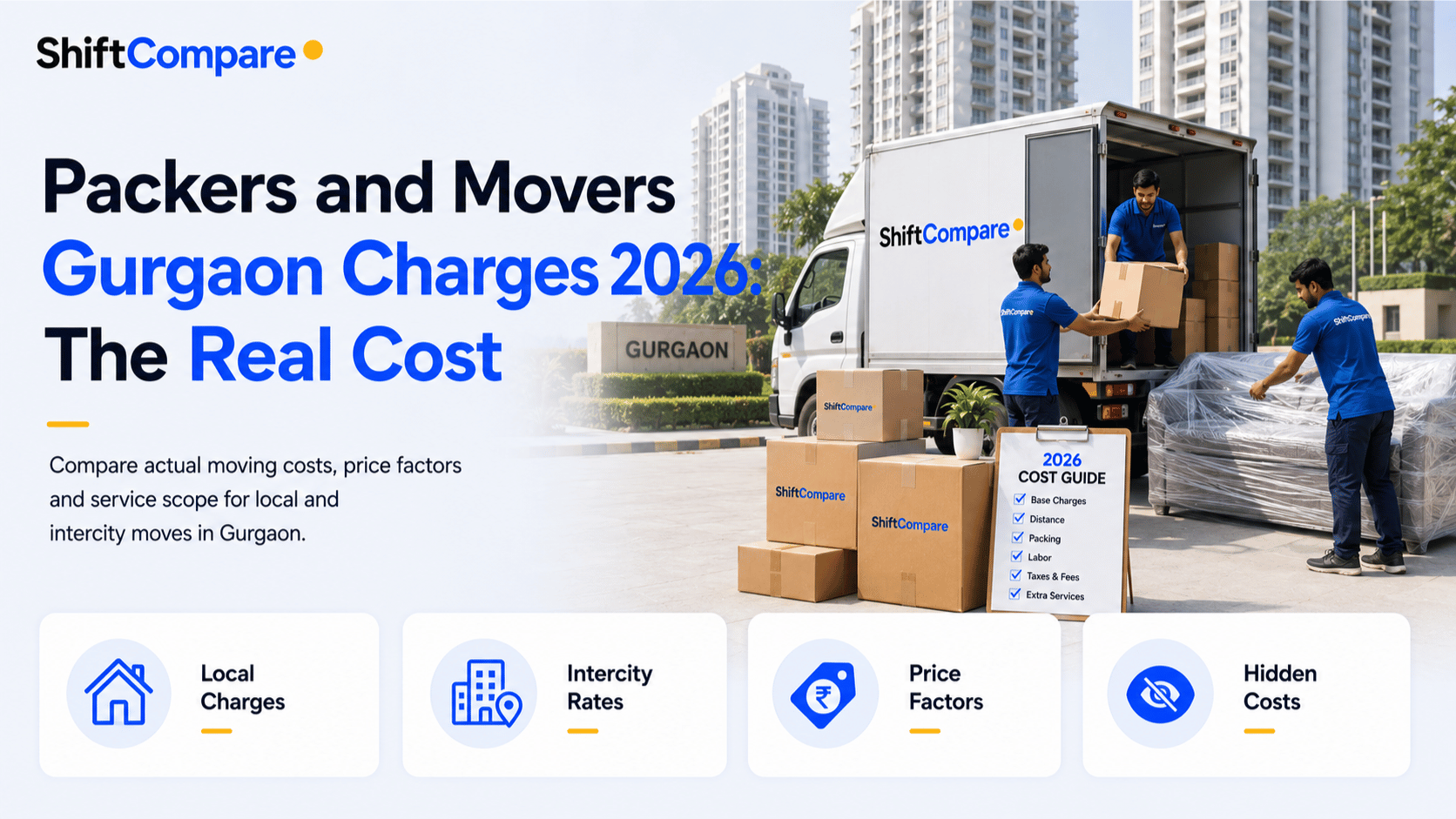 Packers and movers charges in Gurgaon by BHK, GST and hidden costs