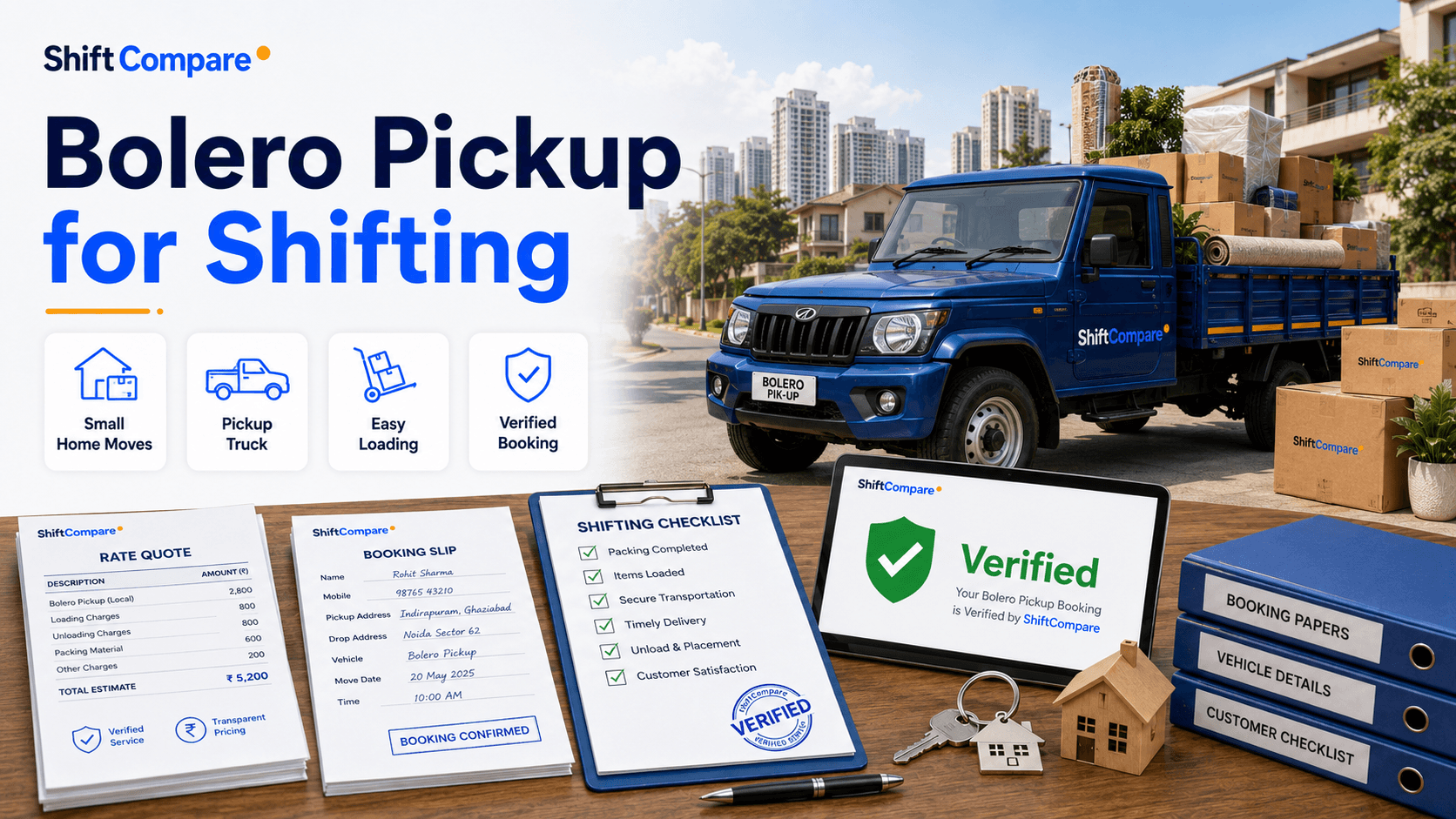 Bolero pickup for shifting small household goods, PG moves and few-item transport