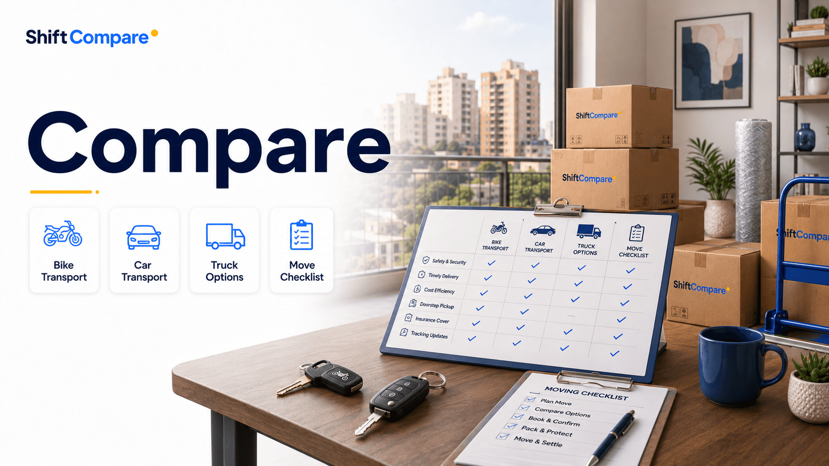 Compare moving options by cost, scope, risk, documents and support before booking