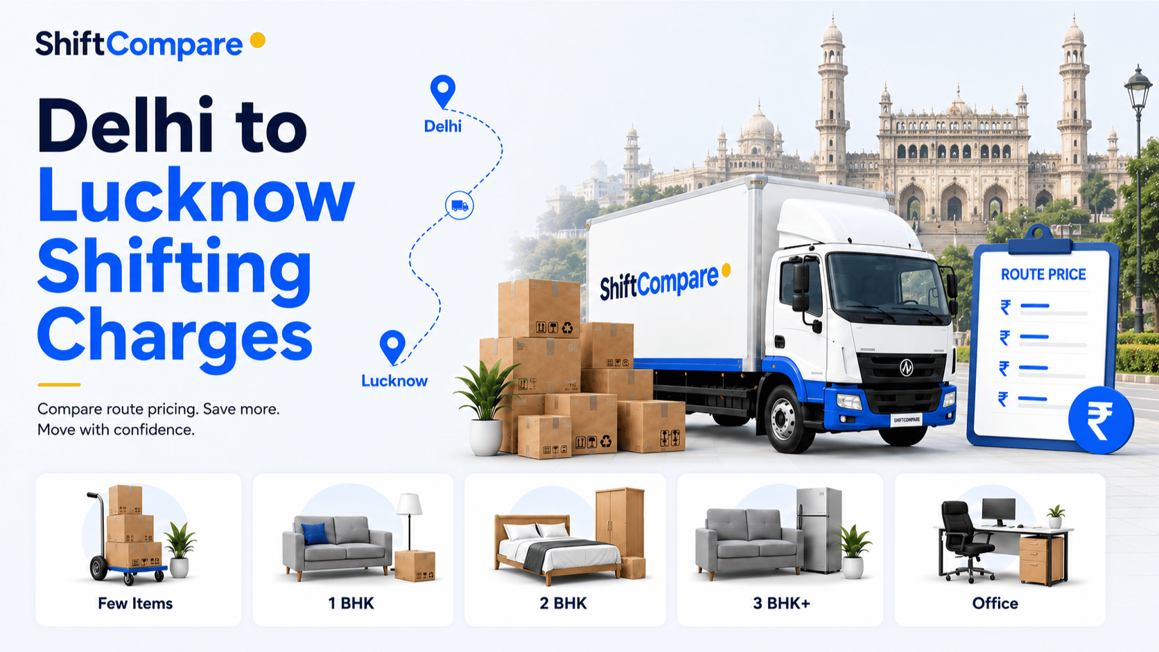 Delhi to Lucknow packers and movers charges by BHK and unloading access