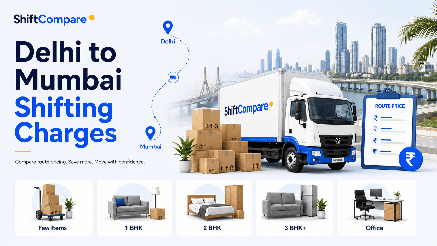 Delhi to Mumbai packers and movers charges by BHK and Mumbai building access
