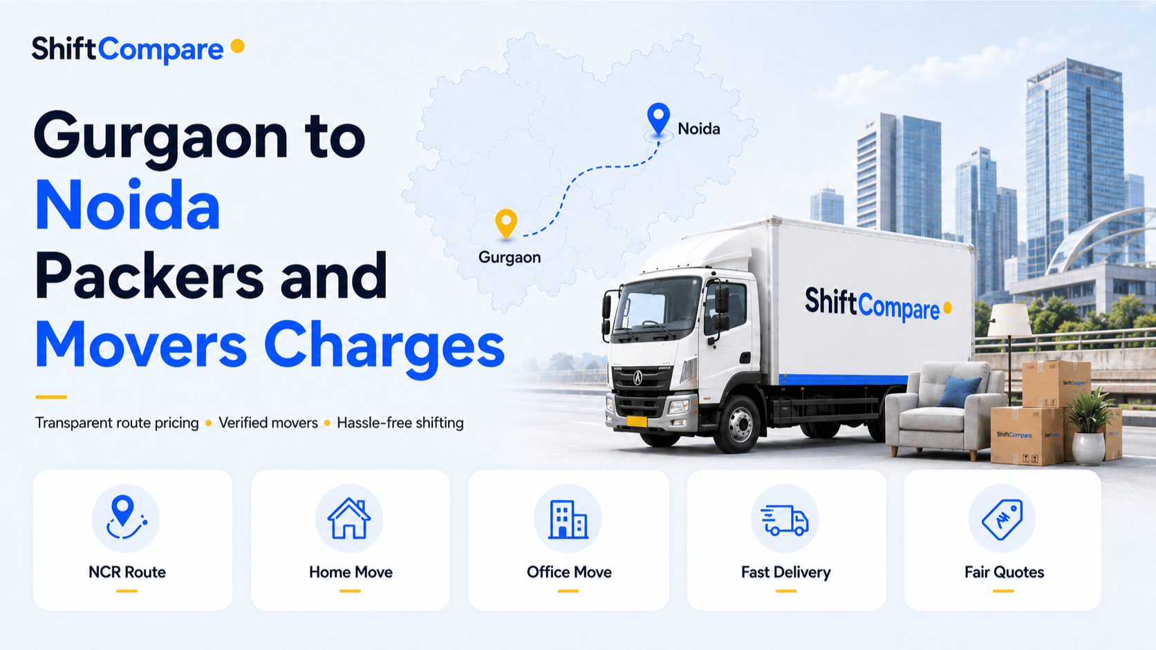 Gurgaon to Noida packers and movers charges by BHK and toll route