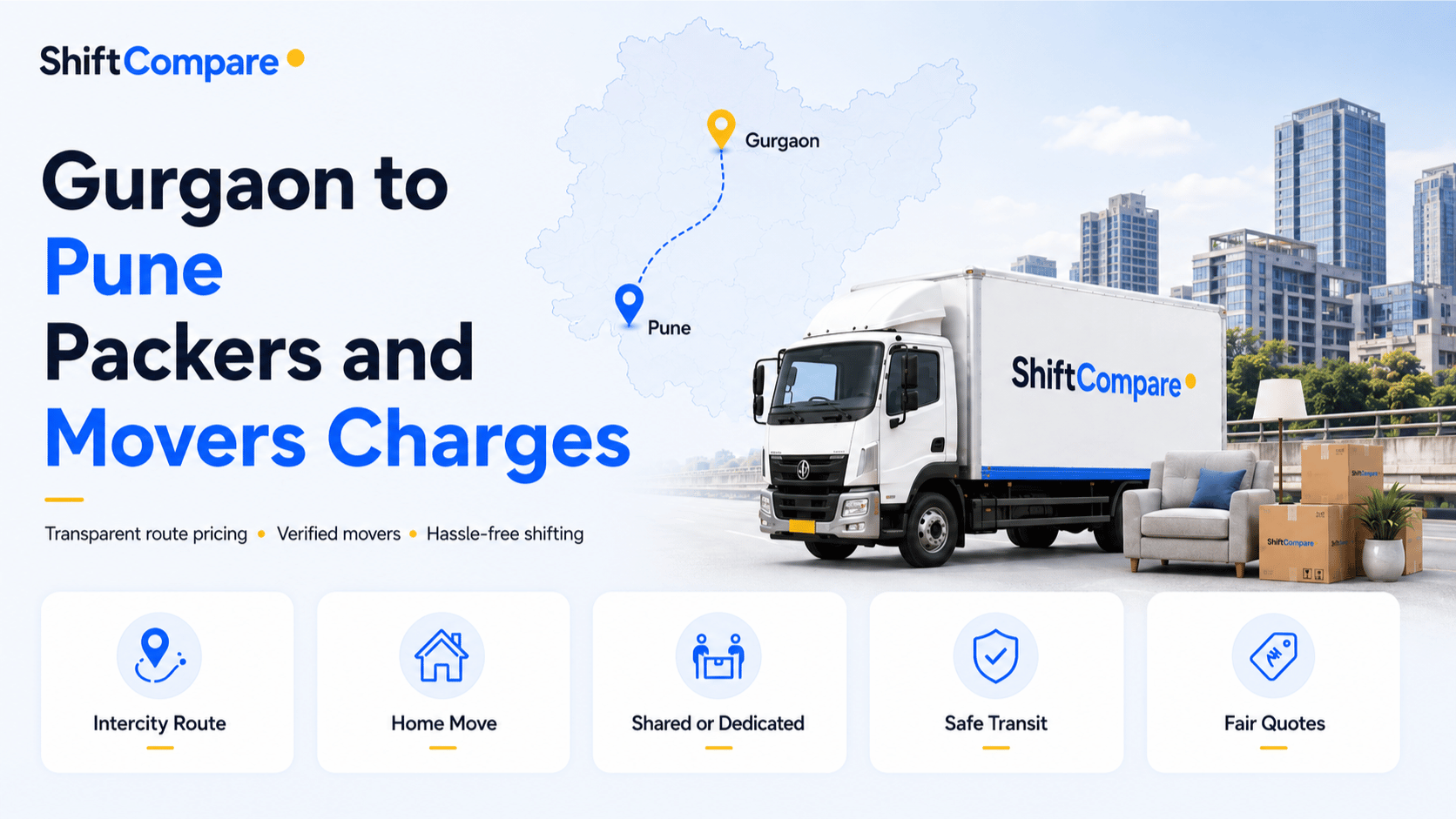 Gurgaon to Pune packers and movers charges by BHK and truck mode