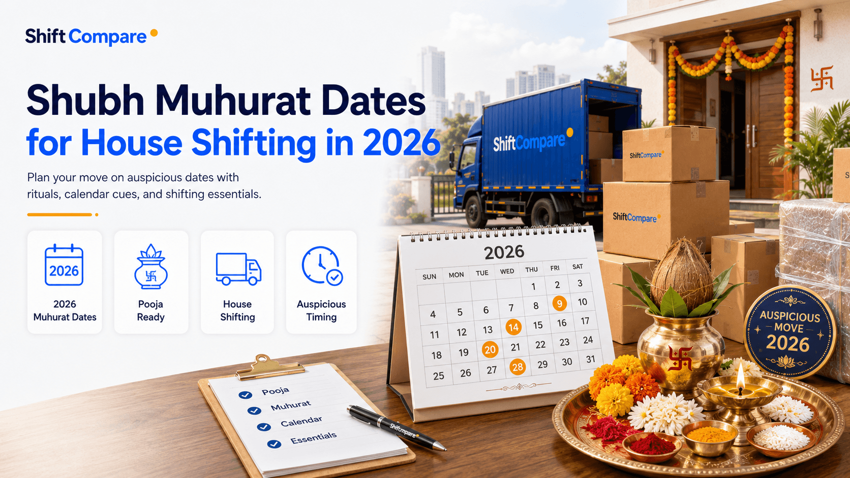Shubh muhurat dates for house shifting in 2026 with family planning and mover timing
