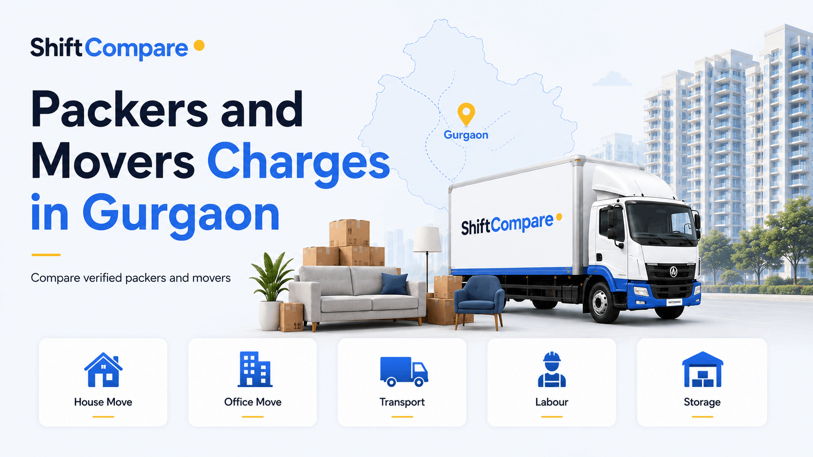 Packers and movers charges in Gurgaon by BHK, service, GST and hidden costs