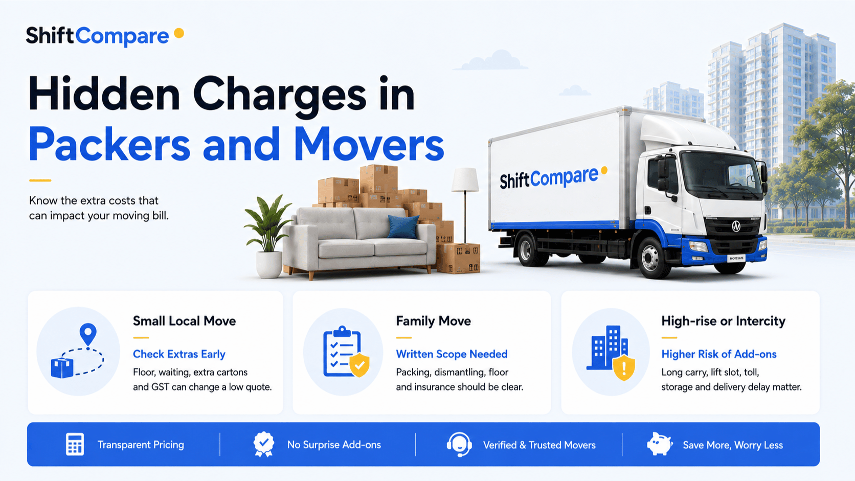 Hidden charges in packers and movers quotes to check before booking